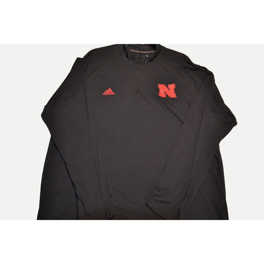 Adidas Nebraska Huskers Black Quarter‑Zip Pullover Men's Long‎ Sleeve XXL Sports